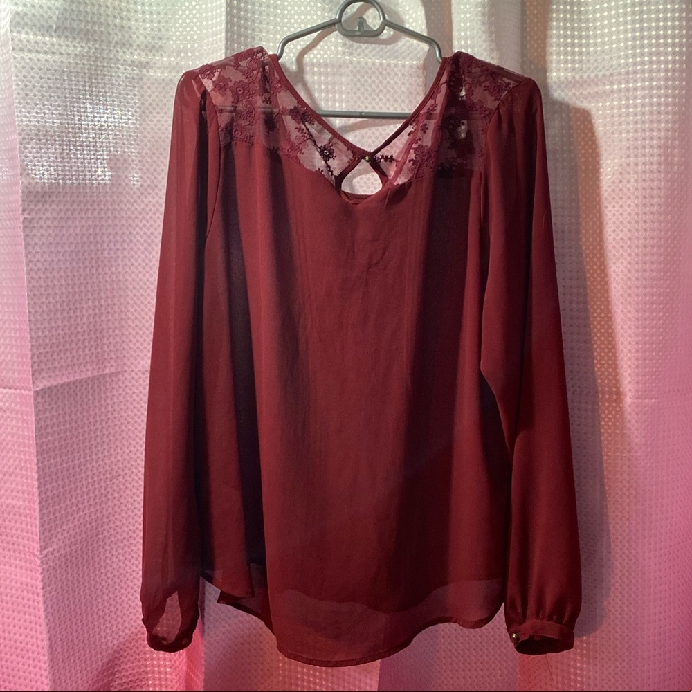 Maroon blouse shoulder laced